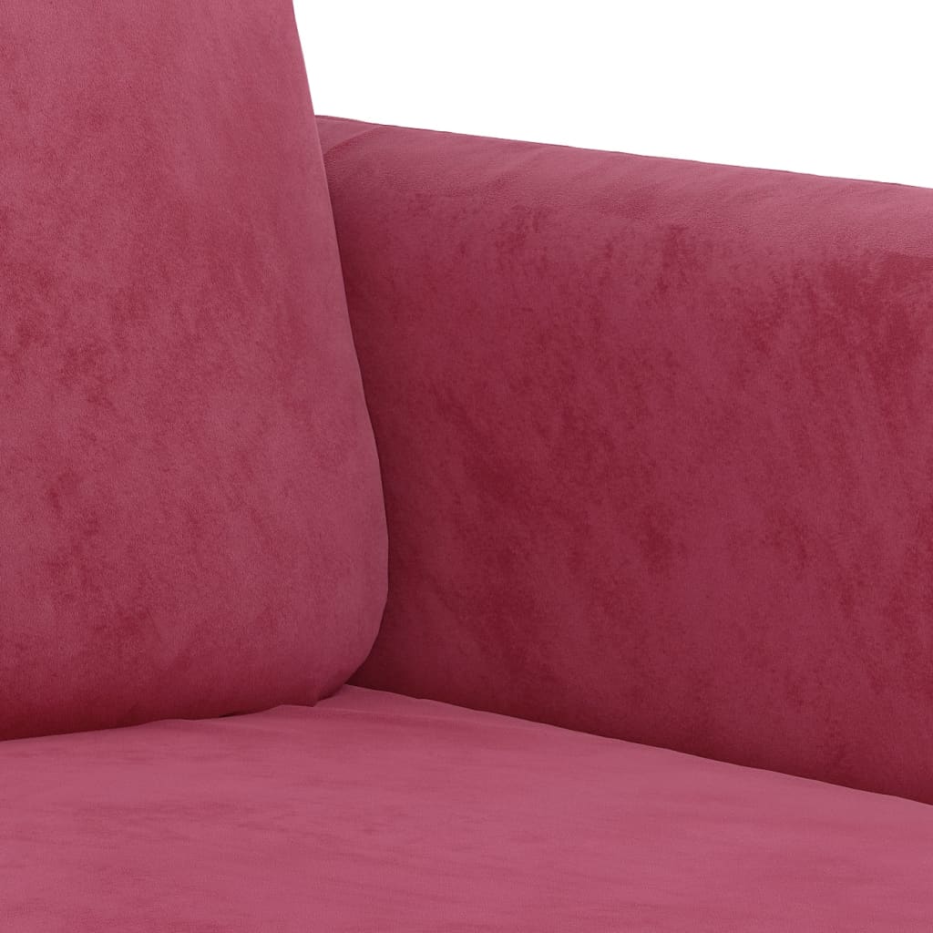 3-delige Loungeset met kussens fluweel wijnrood – afbeelding 5