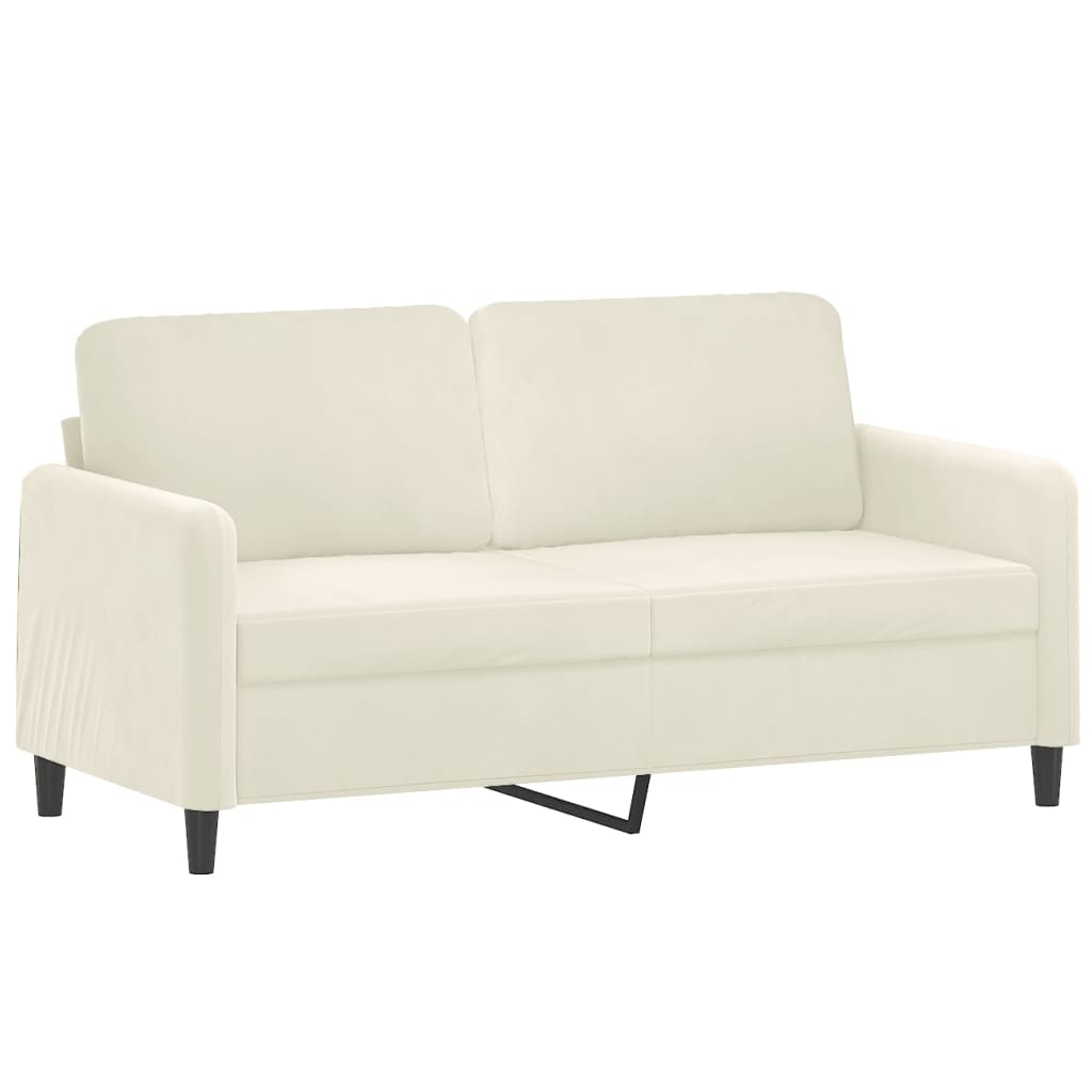 3-delige Loungeset met kussens fluweel crèmekleurig – afbeelding 4