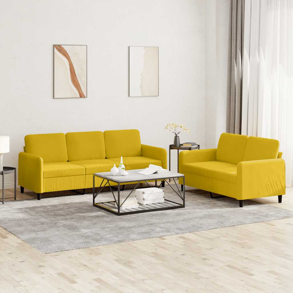 2-delige Loungeset fluweel geel – afbeelding 1