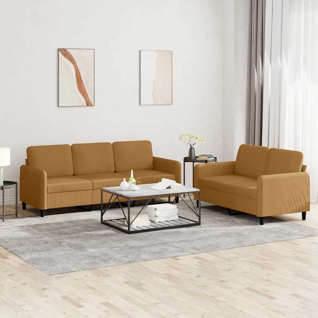 2-delige Loungeset fluweel bruin – afbeelding 1