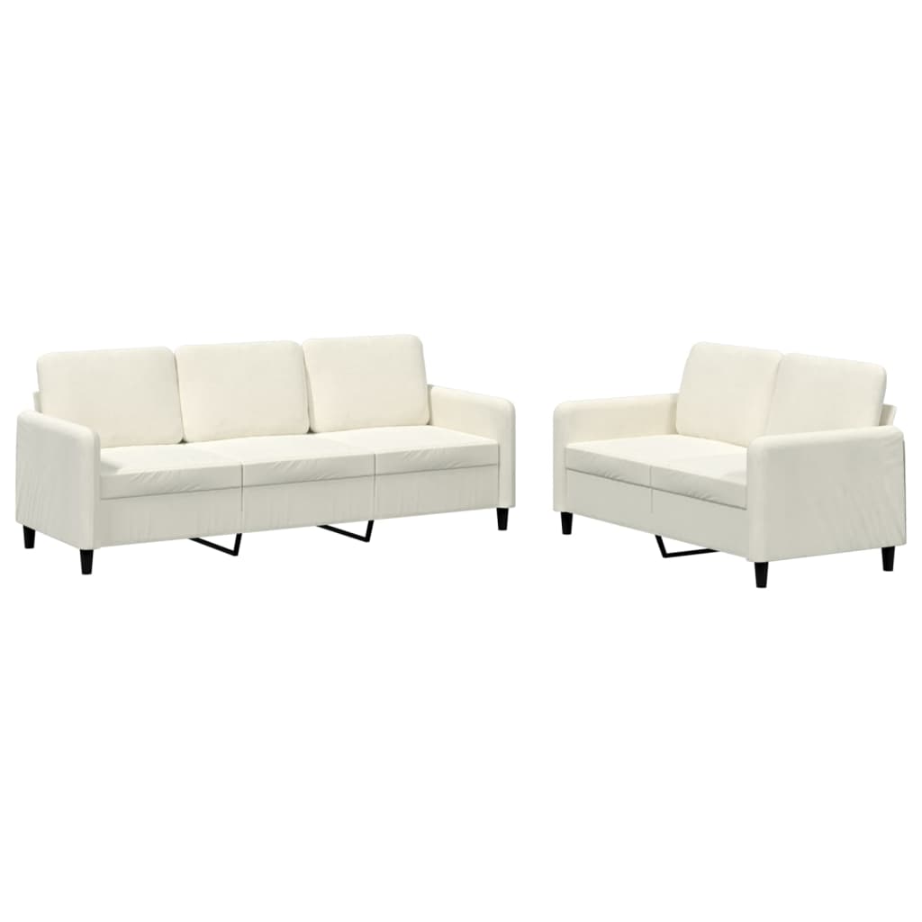 2-delige Loungeset fluweel crèmekleurig – afbeelding 2
