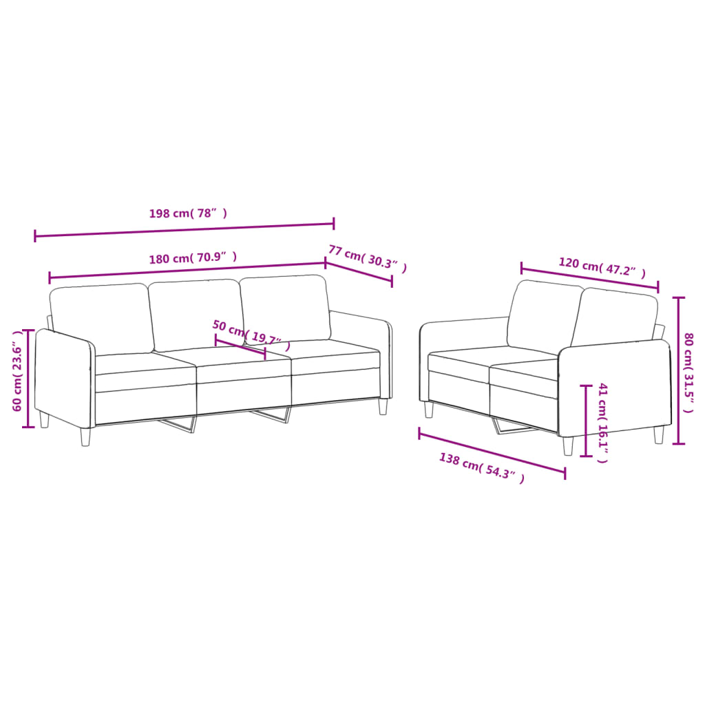 2-delige Loungeset fluweel crèmekleurig – afbeelding 7