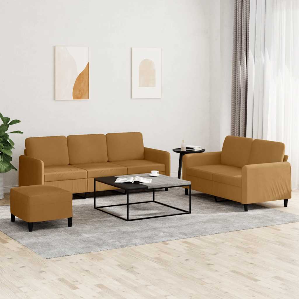 3-delige Loungeset fluweel bruin