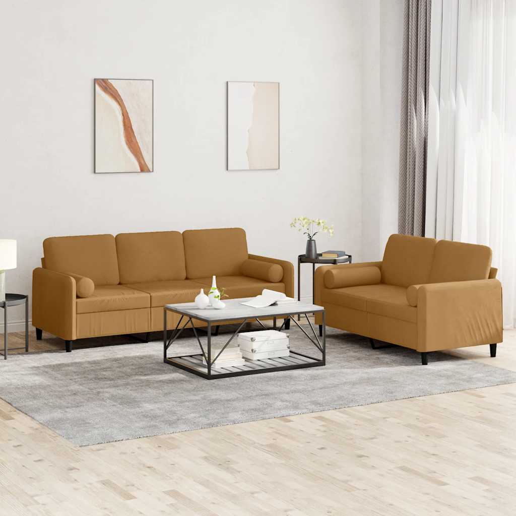2-delige Loungeset met kussens fluweel bruin