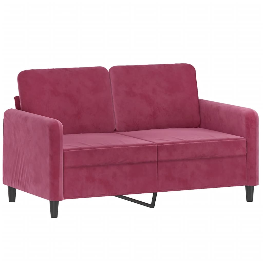 3-delige Loungeset met kussens fluweel wijnrood – afbeelding 3