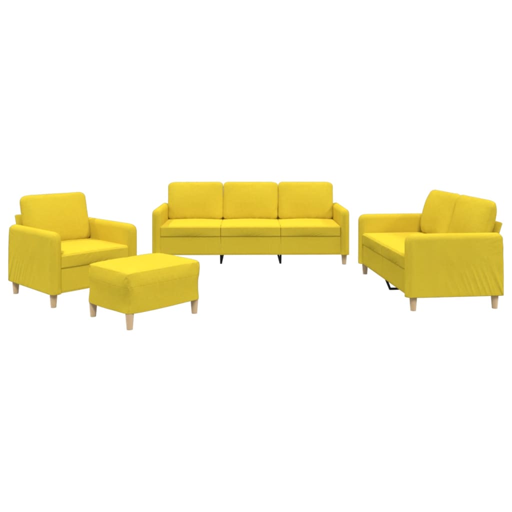 4-delige Loungeset met kussens stof lichtgeel – afbeelding 2