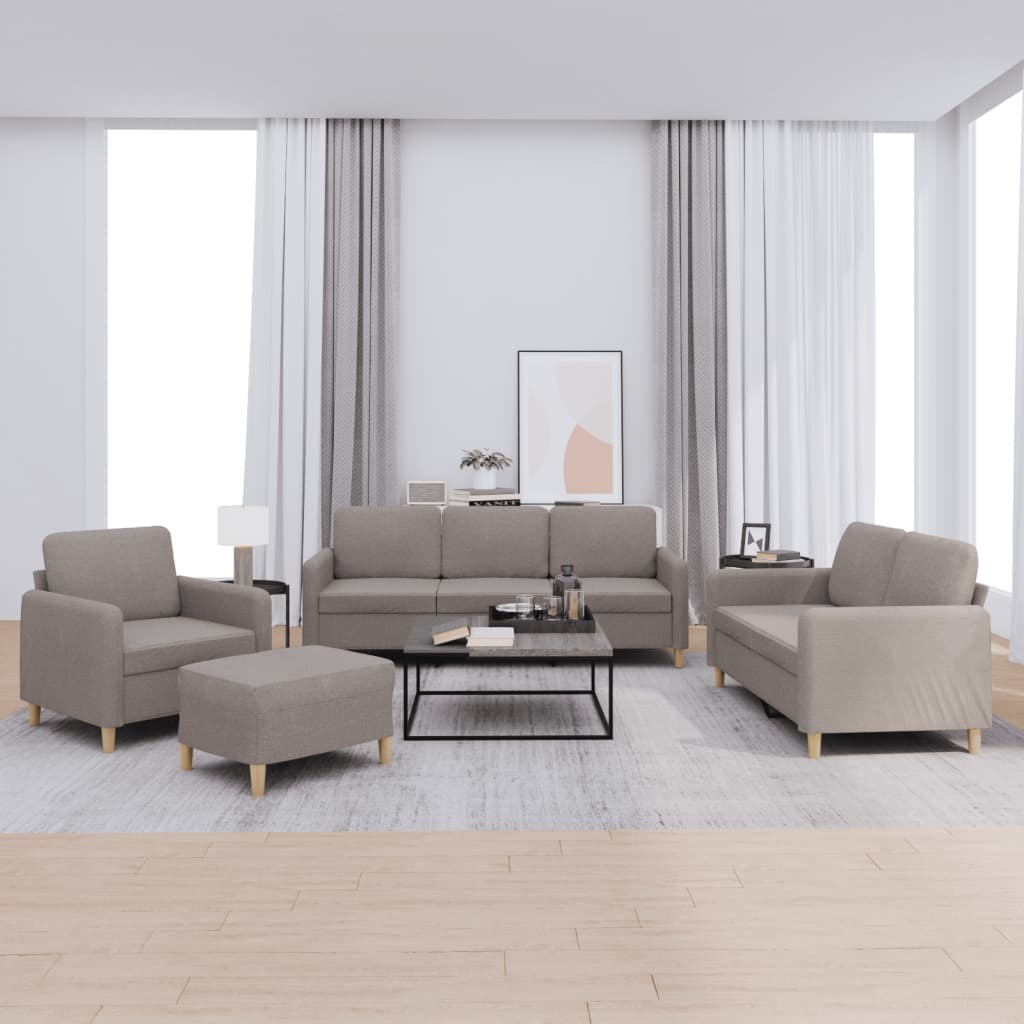 4-delige Loungeset met kussens stof taupe