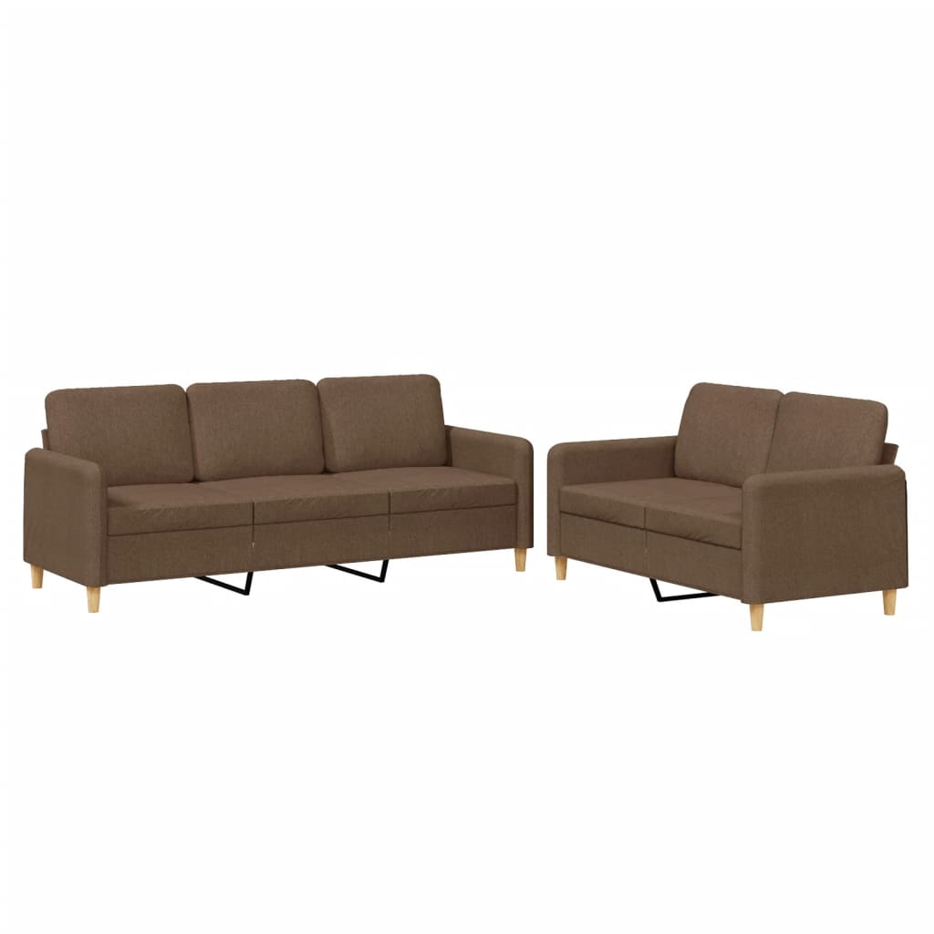 2-delige Loungeset met kussens stof bruin – afbeelding 2