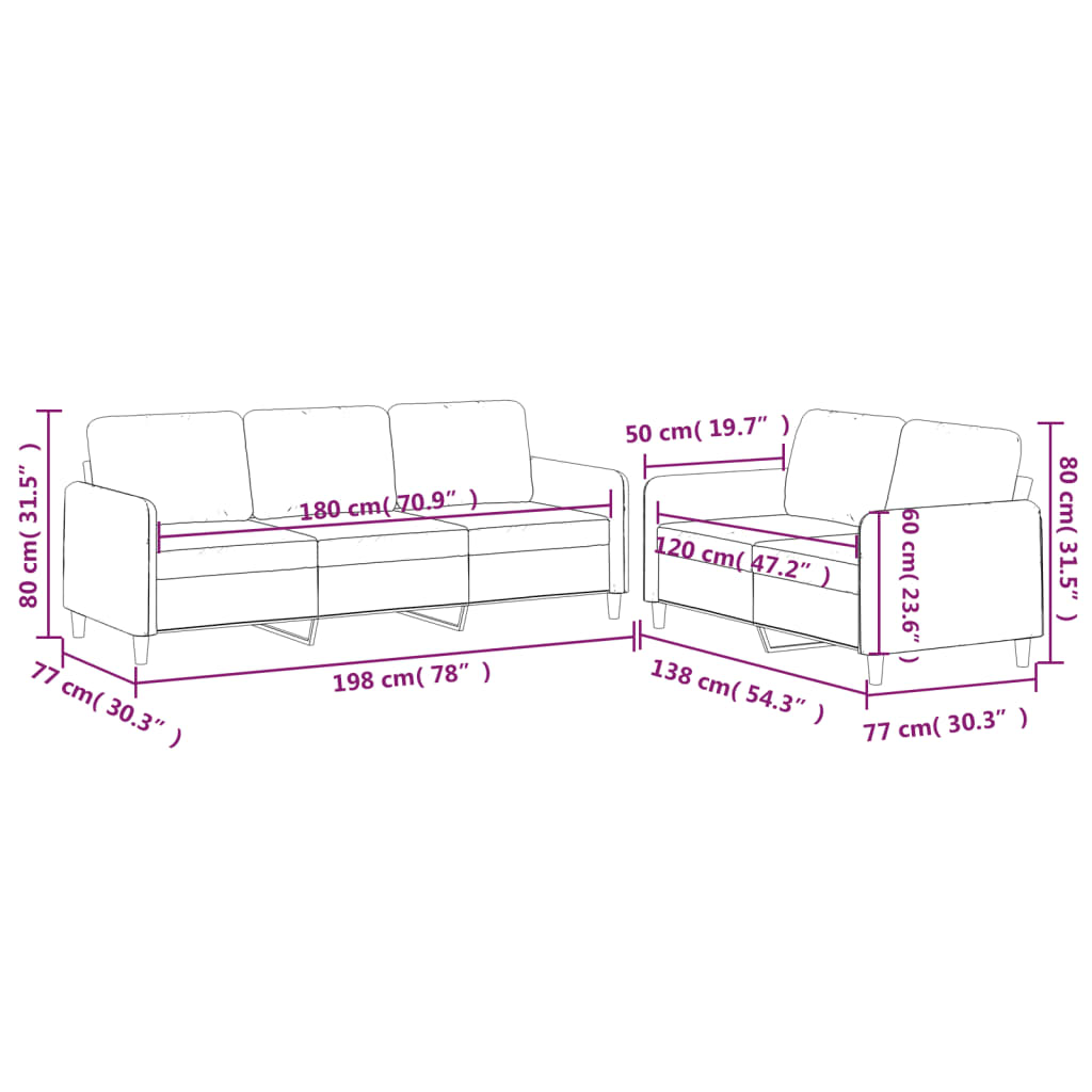 2-delige Loungeset met kussens stof bruin – afbeelding 7