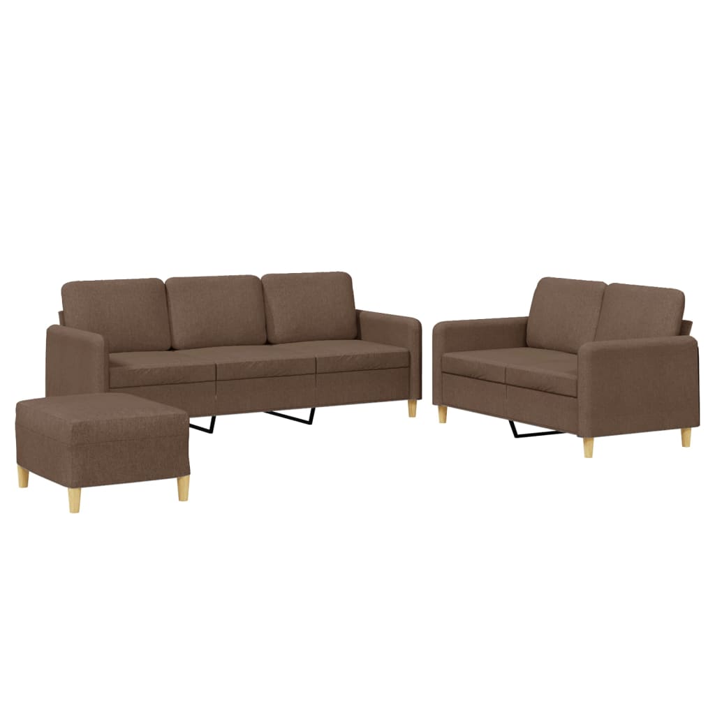 4-delige Loungeset met kussens stof bruin – afbeelding 2