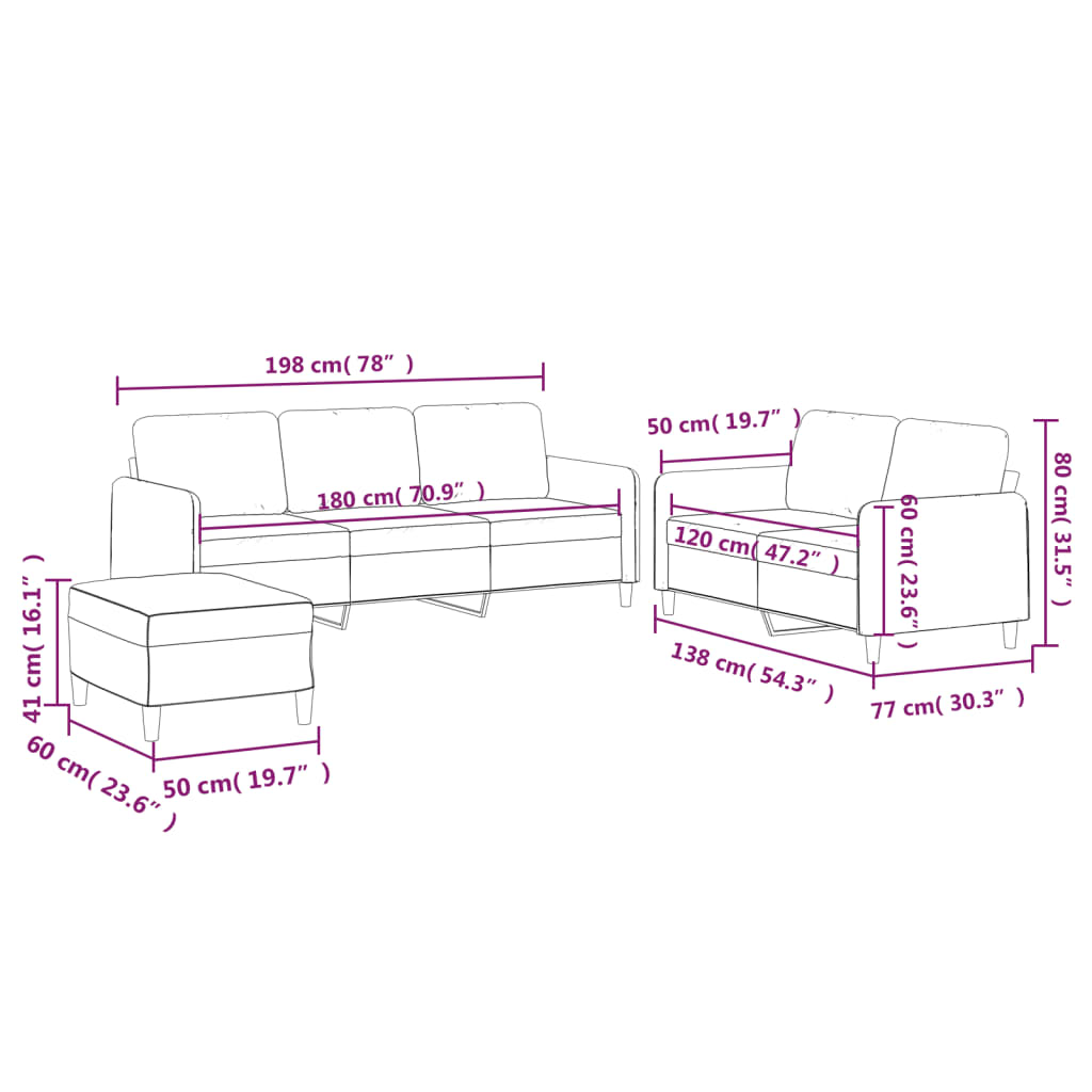4-delige Loungeset met kussens stof bruin – afbeelding 9