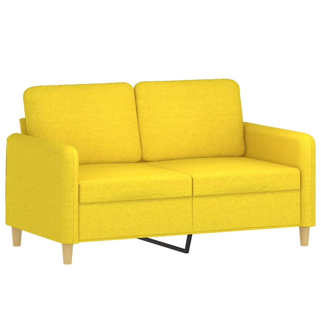 3-delige Loungeset met kussens stof lichtgeel – afbeelding 4