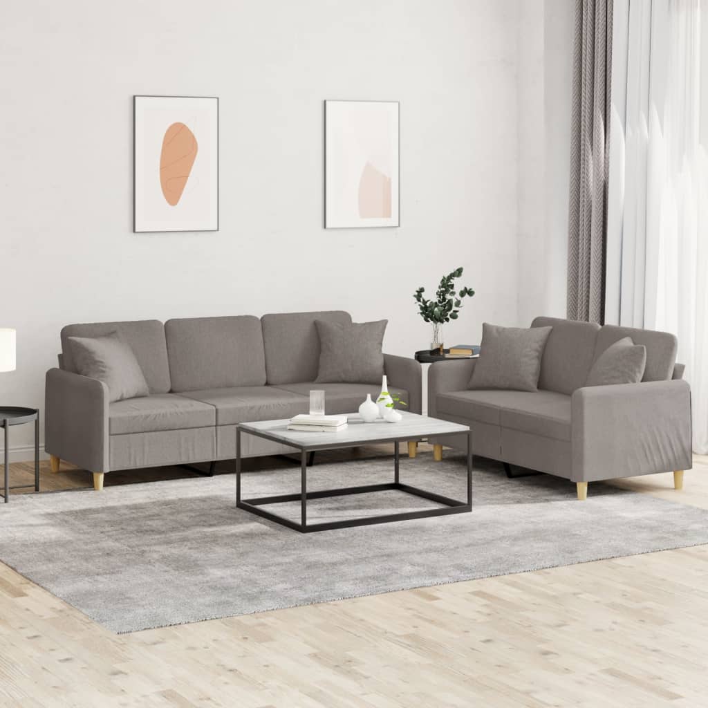 2-delige Loungeset met kussens stof taupe