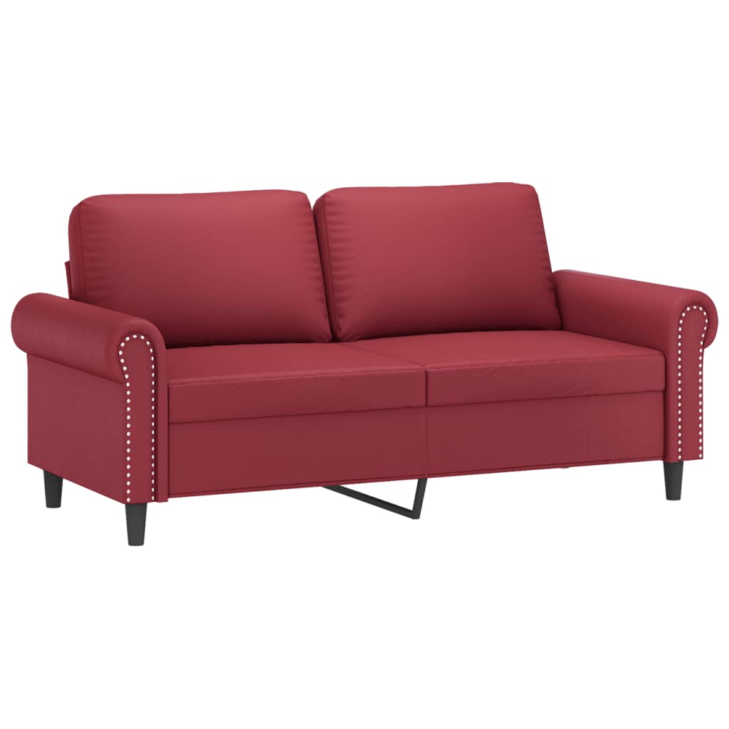 2-delige Loungeset met kussens kunstleer wijnrood – afbeelding 4