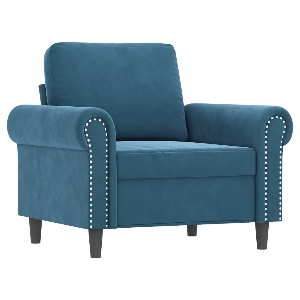 4-delige Loungeset met kussens fluweel blauw – afbeelding 3