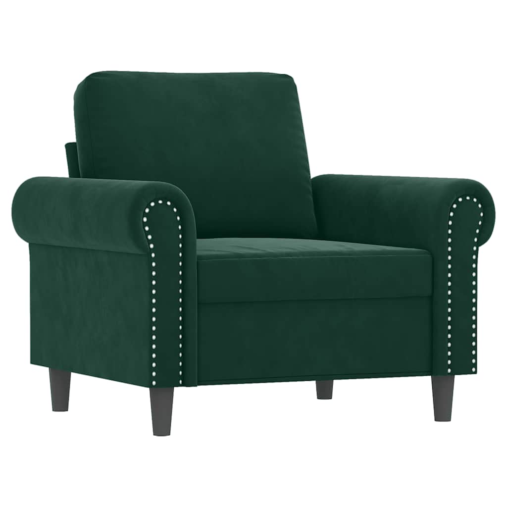3-delige Loungeset met kussens fluweel donkergroen – afbeelding 3