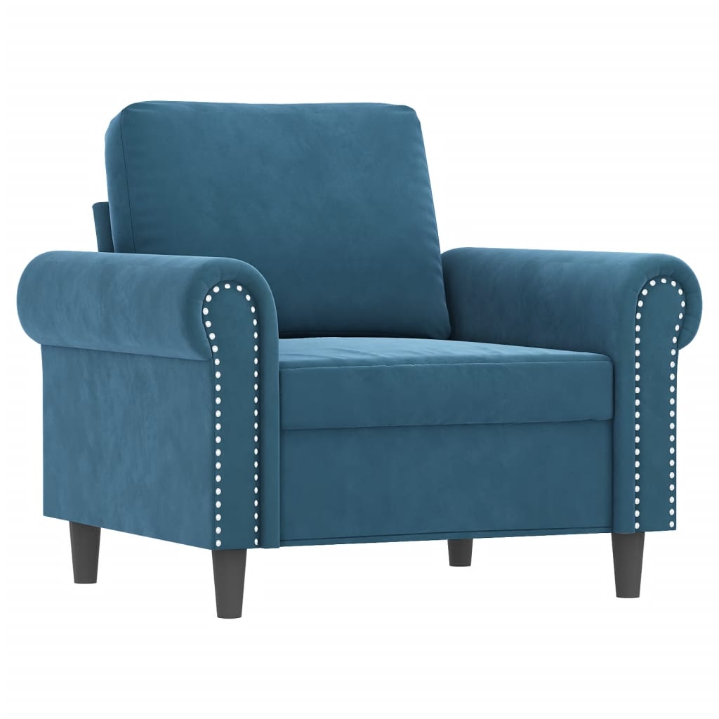 4-delige Loungeset met kussens fluweel blauw – afbeelding 3