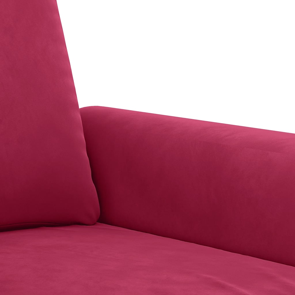 3-delige Loungeset met kussens fluweel wijnrood – afbeelding 7