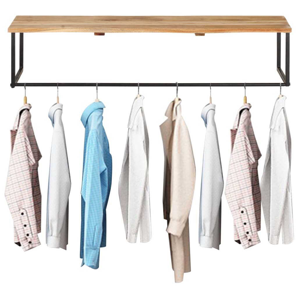 Kapstok met schap 100x35x22 cm massief acaciahout – afbeelding 1