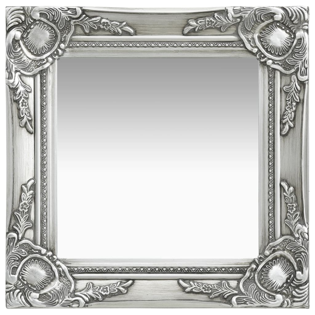 Wandspiegel barok stijl 40x40 cm zilverkleurig – afbeelding 1
