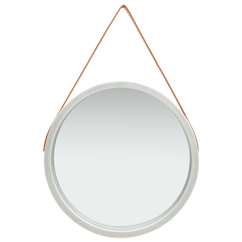 Wandspiegel met band 60 cm zilverkleurig – afbeelding 1