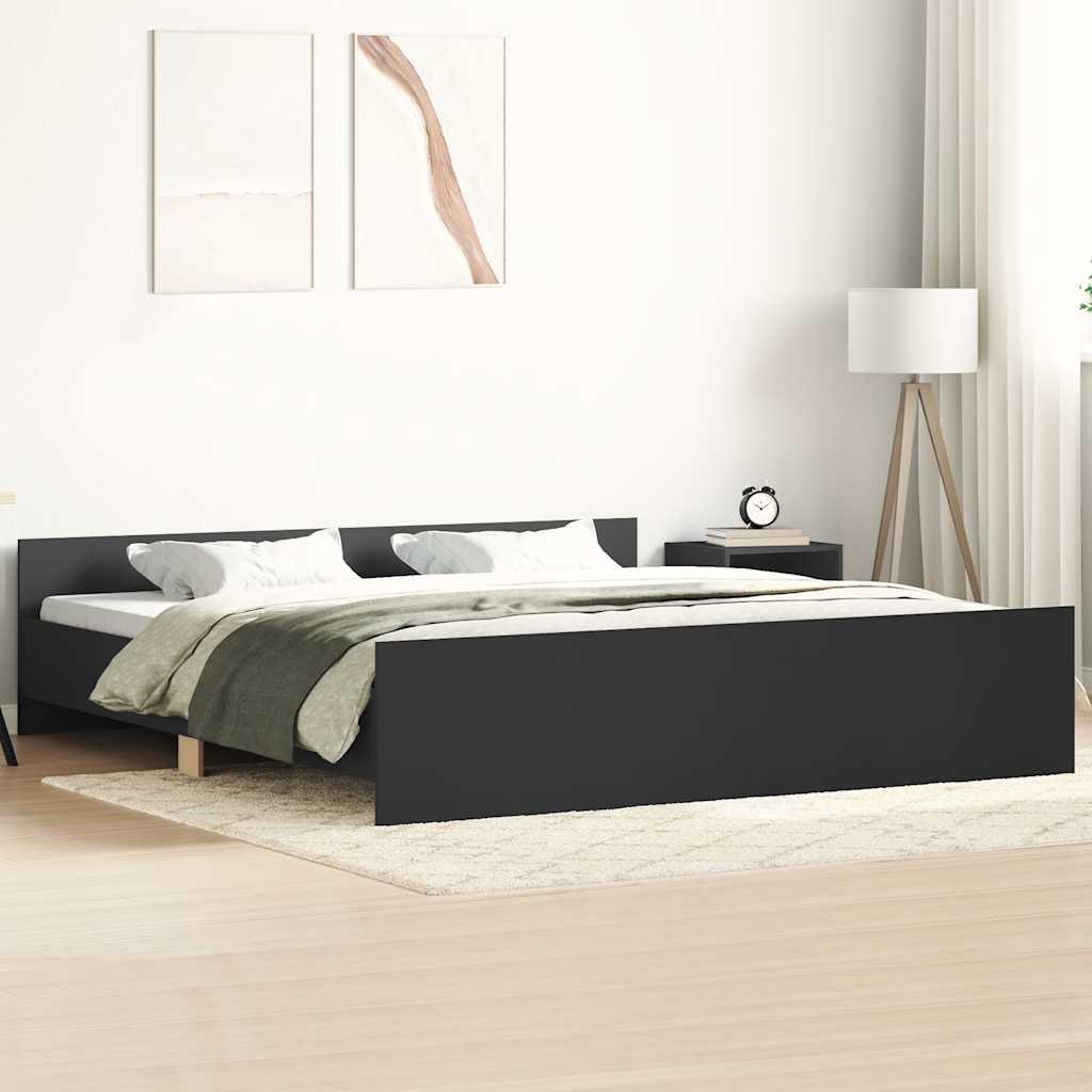 Bedframe met hoofd- en voeteneinde zwart 200x200 cm – afbeelding 1