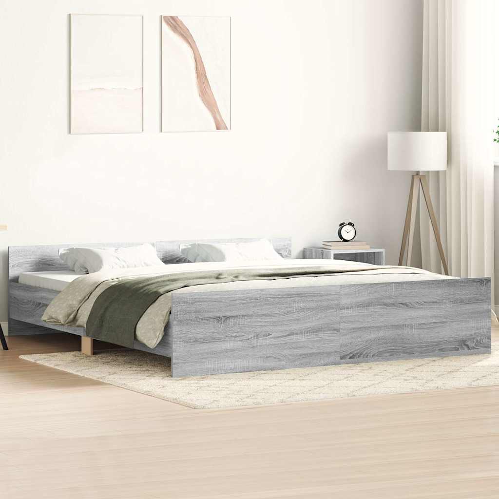Bedframe met hoofd- en voeteneinde grijs sonoma 200x200 cm – afbeelding 1