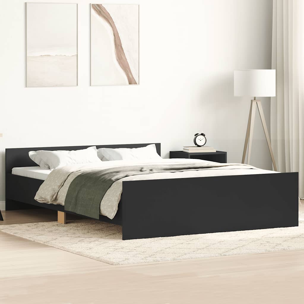 Bedframe met hoofd- en voeteneinde zwart 120x200 cm – afbeelding 1