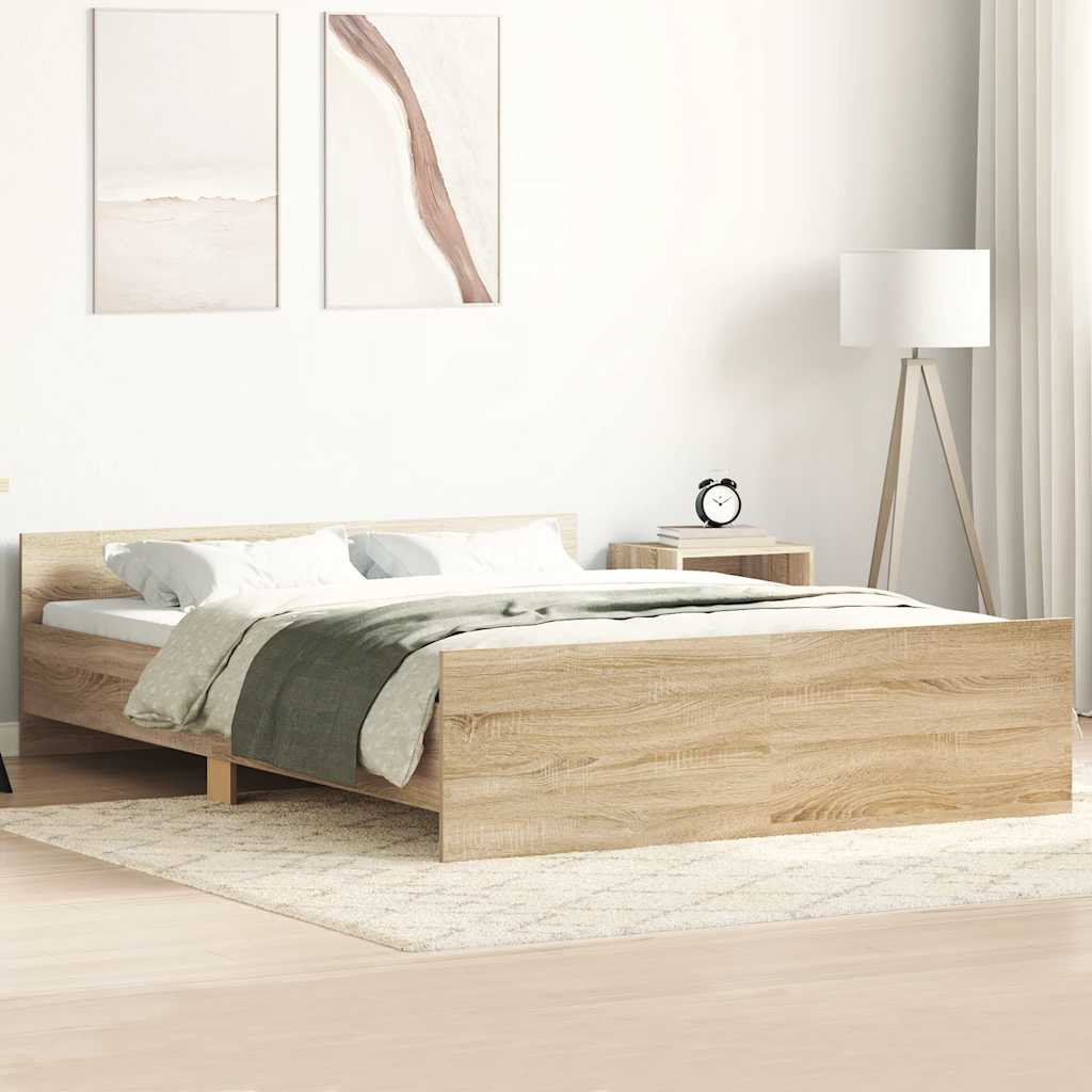 Bedframe met hoofd- en voeteneinde sonoma eikenkleur 120x200 cm – afbeelding 1