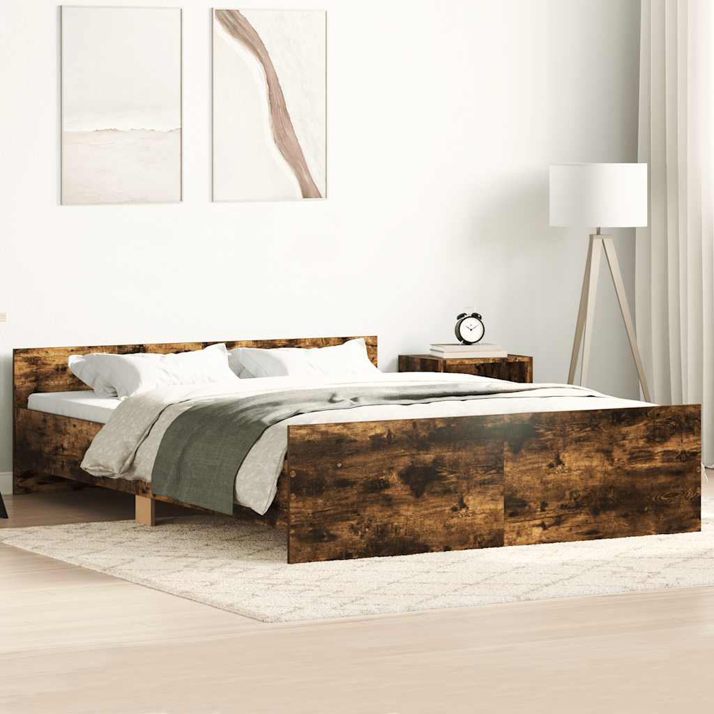 Bedframe met hoofd- en voeteneinde gerookt eiken 120x200 cm – afbeelding 1