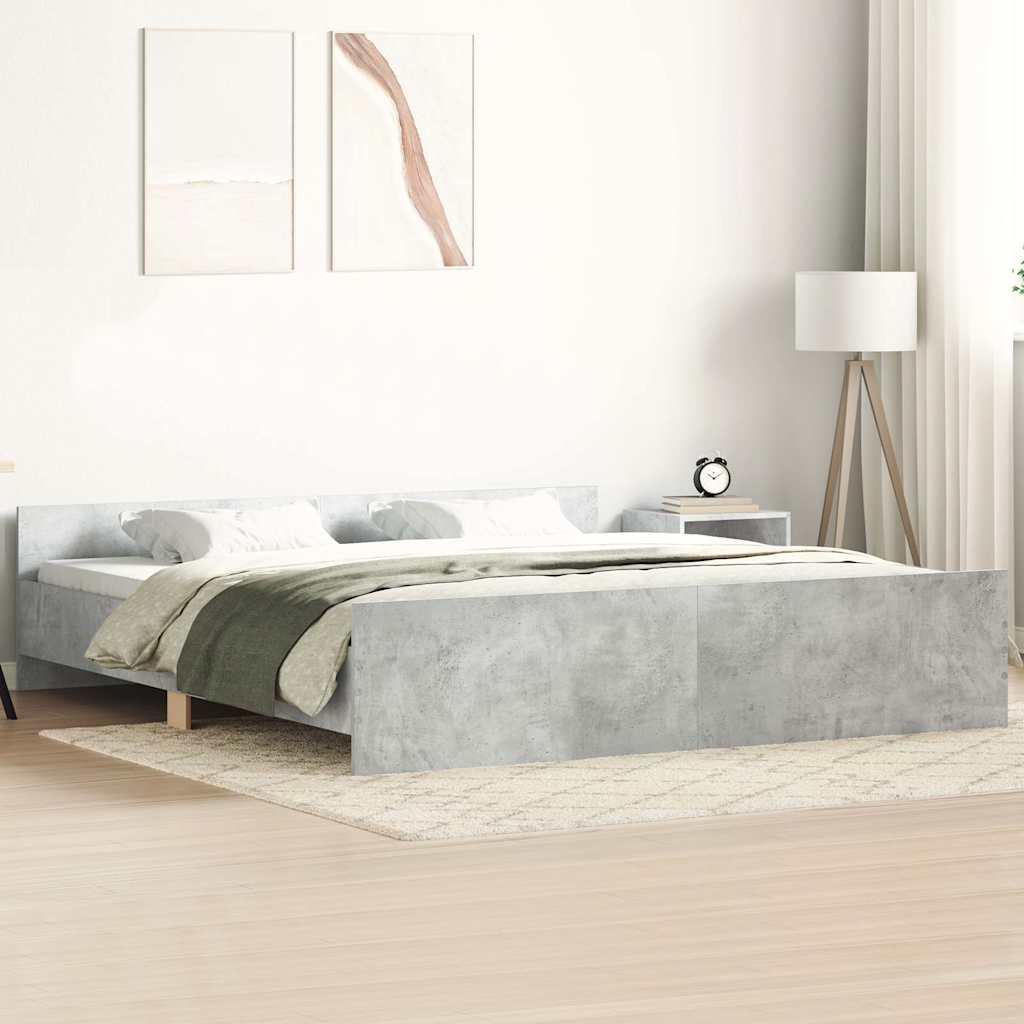 Bedframe met hoofd- en voeteneinde betongrijs 180x200 cm – afbeelding 1