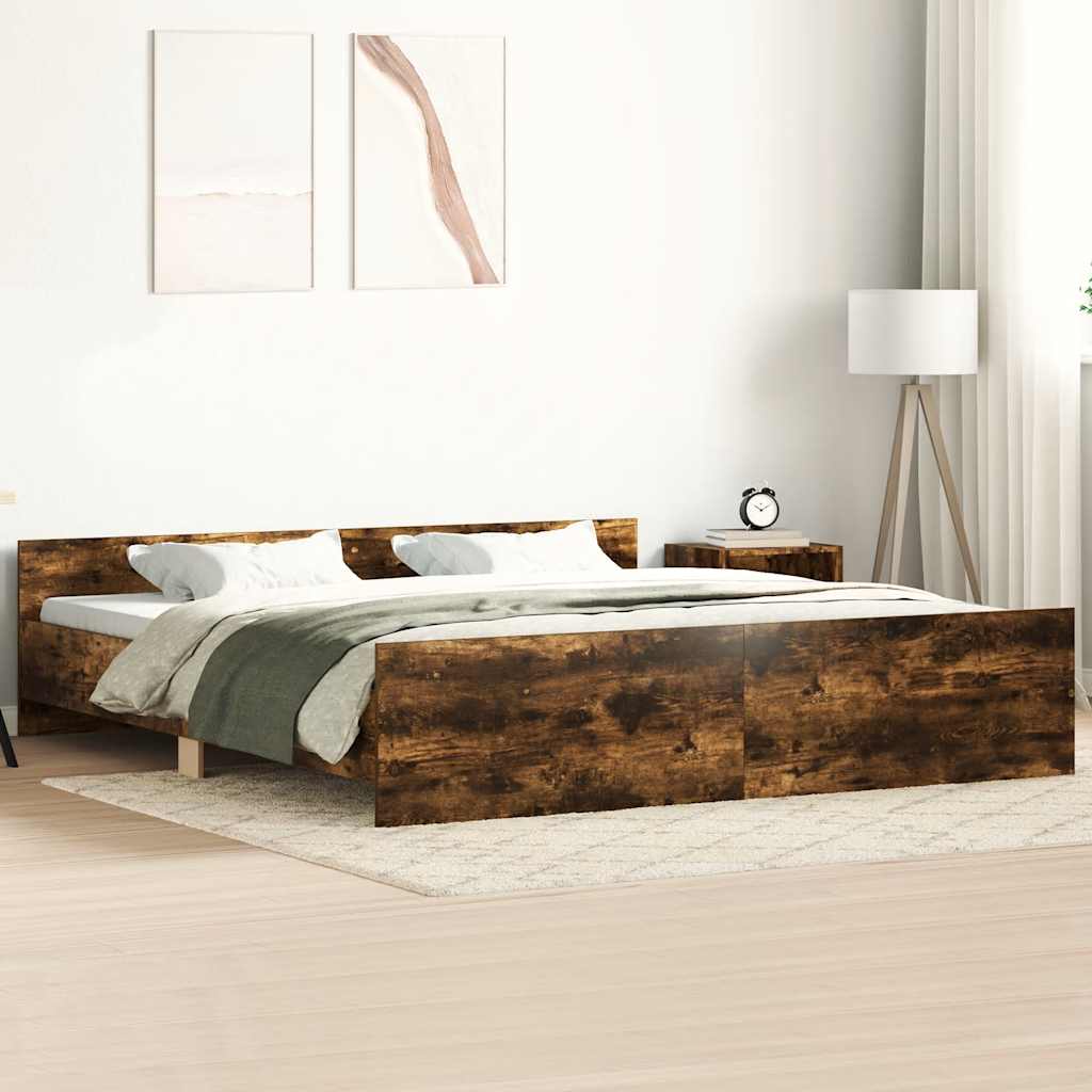 Bedframe met hoofd- en voeteneinde gerookt eiken 180x200 cm – afbeelding 1