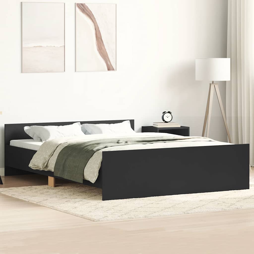 Bedframe met hoofd- en voeteneinde zwart 120x190 cm – afbeelding 1