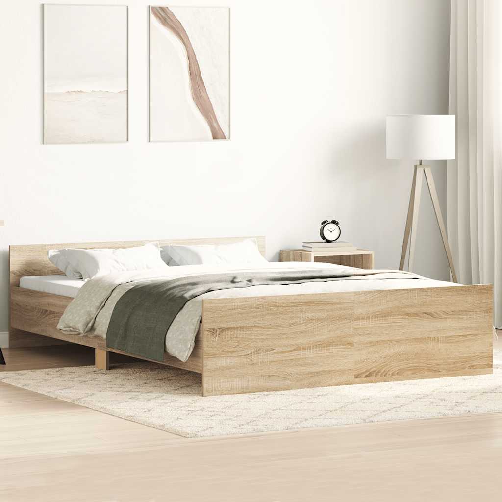 Bedframe met hoofd- en voeteneinde betongrijs 120x190 cm