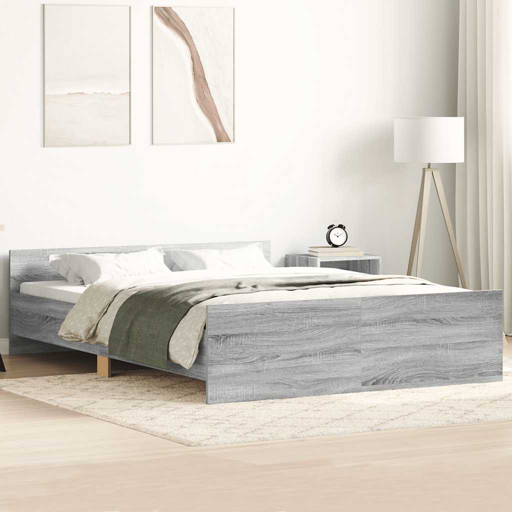 Bedframe met hoofd- en voeteneinde grijs sonoma 120x190 cm – afbeelding 1