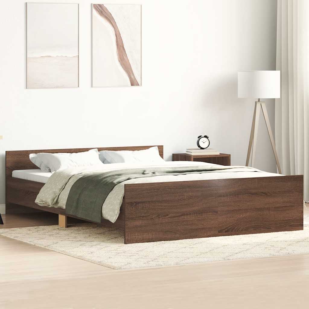 Bedframe hoofd- en voeteneinde bruin eikenkleur 120x190 cm – afbeelding 1