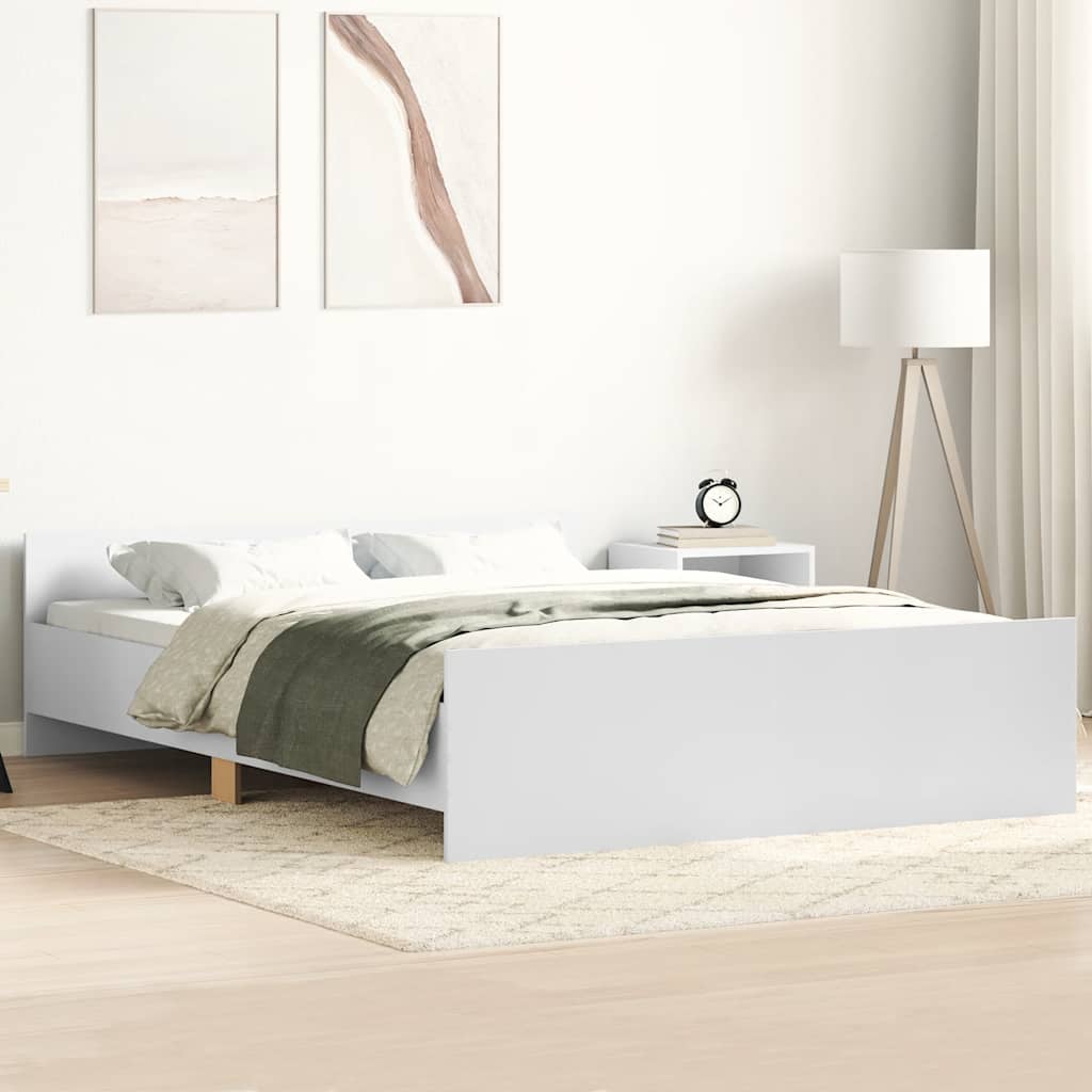 Bedframe met hoofd- en voeteneinde wit 140x190 cm