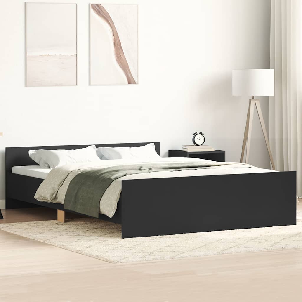 Bedframe met hoofd- en voeteneinde zwart 140x190 cm – afbeelding 1