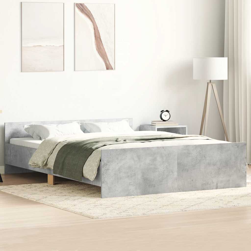 Bedframe met hoofd- en voeteneinde betongrijs 140x190 cm – afbeelding 1
