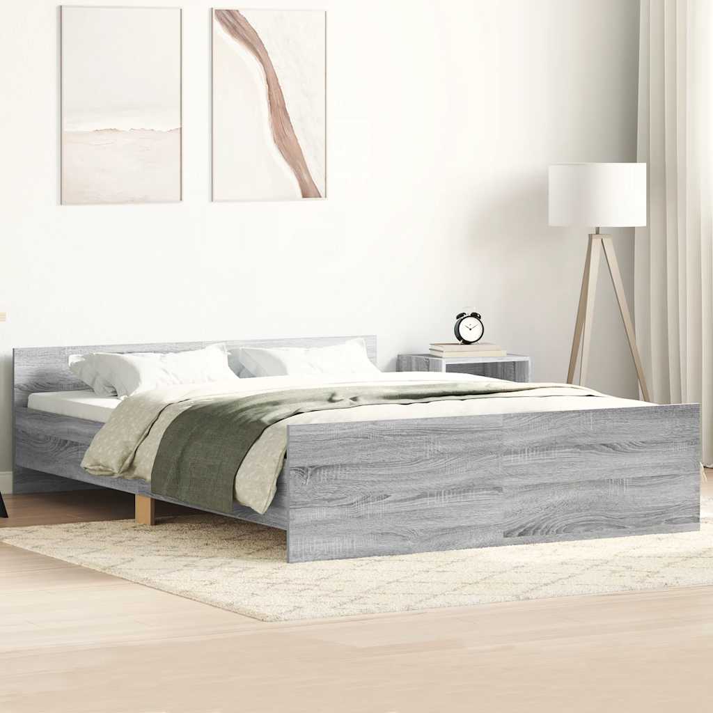 Bedframe met hoofd- en voeteneinde grijs sonoma 140x190 cm – afbeelding 1
