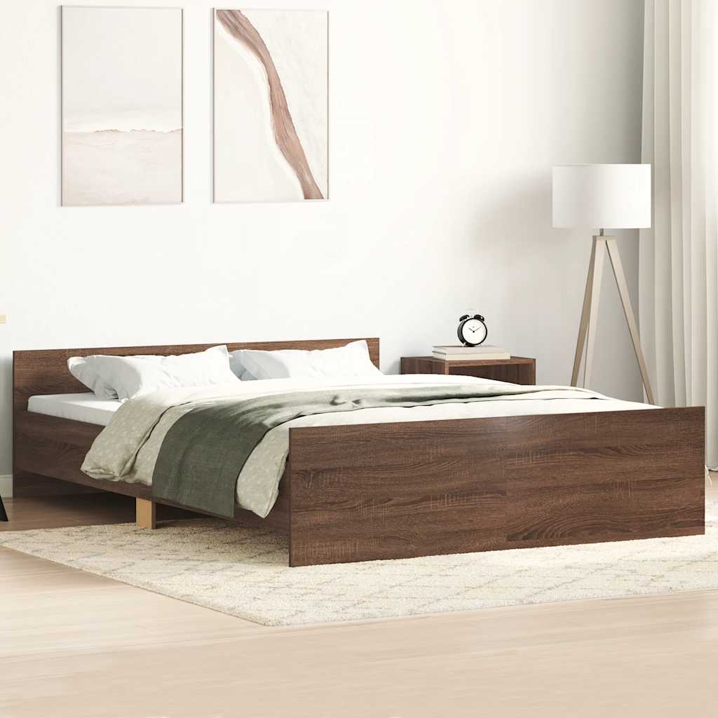 Bedframe hoofd- en voeteneinde bruin eikenkleur 140x190 cm – afbeelding 1