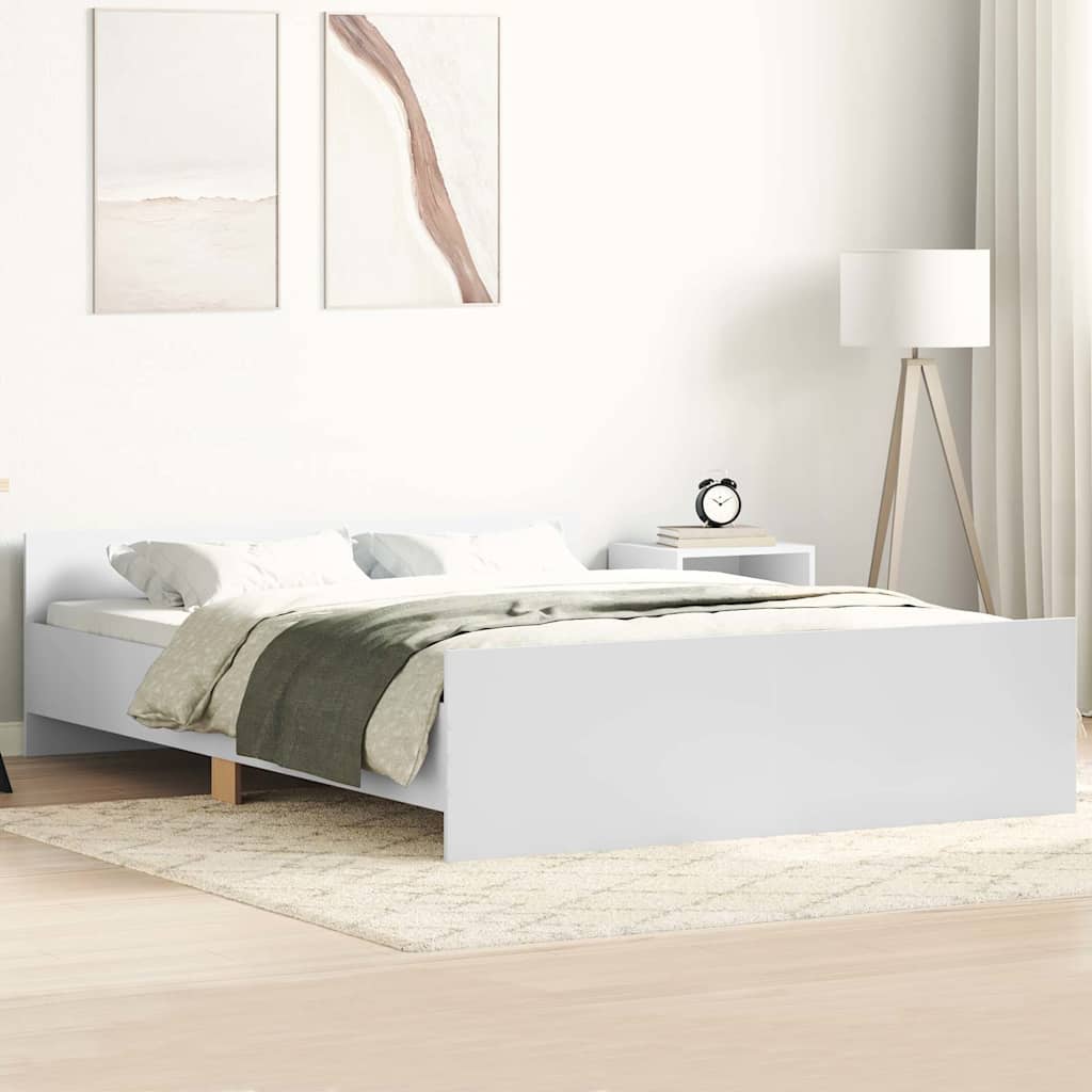 Bedframe met hoofd- en voeteneinde wit 135x190 cm – afbeelding 1