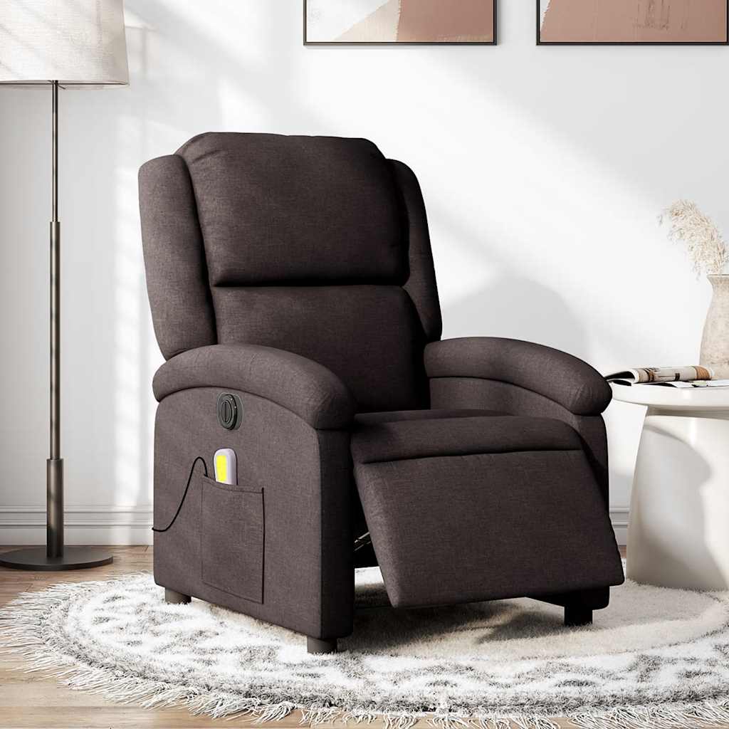 Massagestoel elektrisch verstelbaar stof donkerbruin