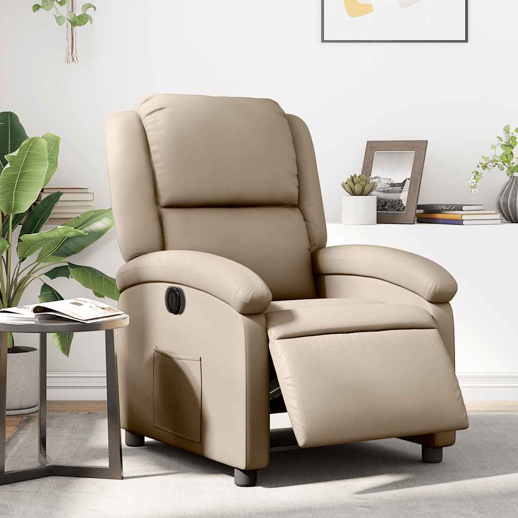 Fauteuil verstelbaar elektrisch kunstleer cappuccinokleurig