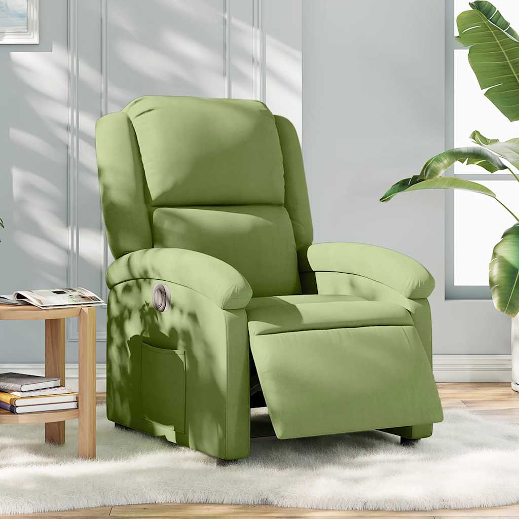 Fauteuil elektrisch verstelbaar fluweel lichtgroen