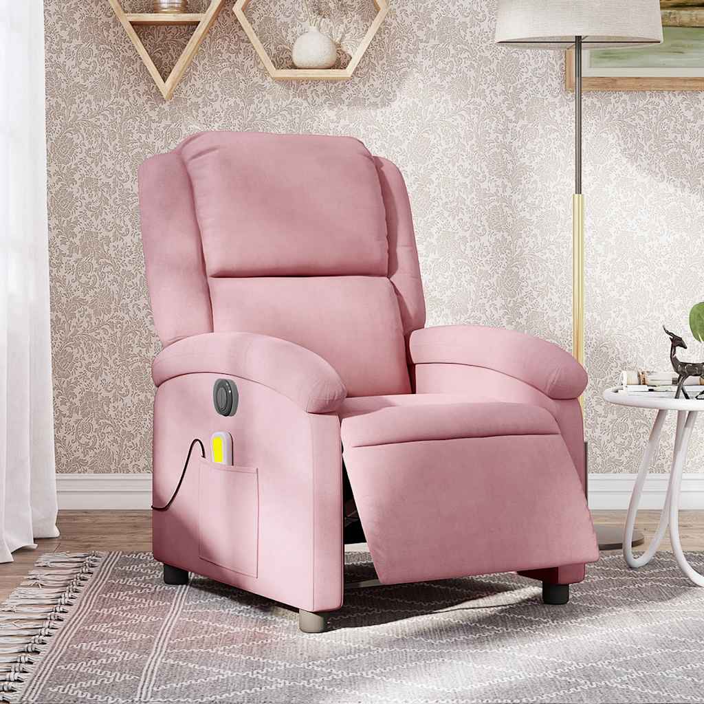 Massagestoel elektrisch verstelbaar fluweel roze