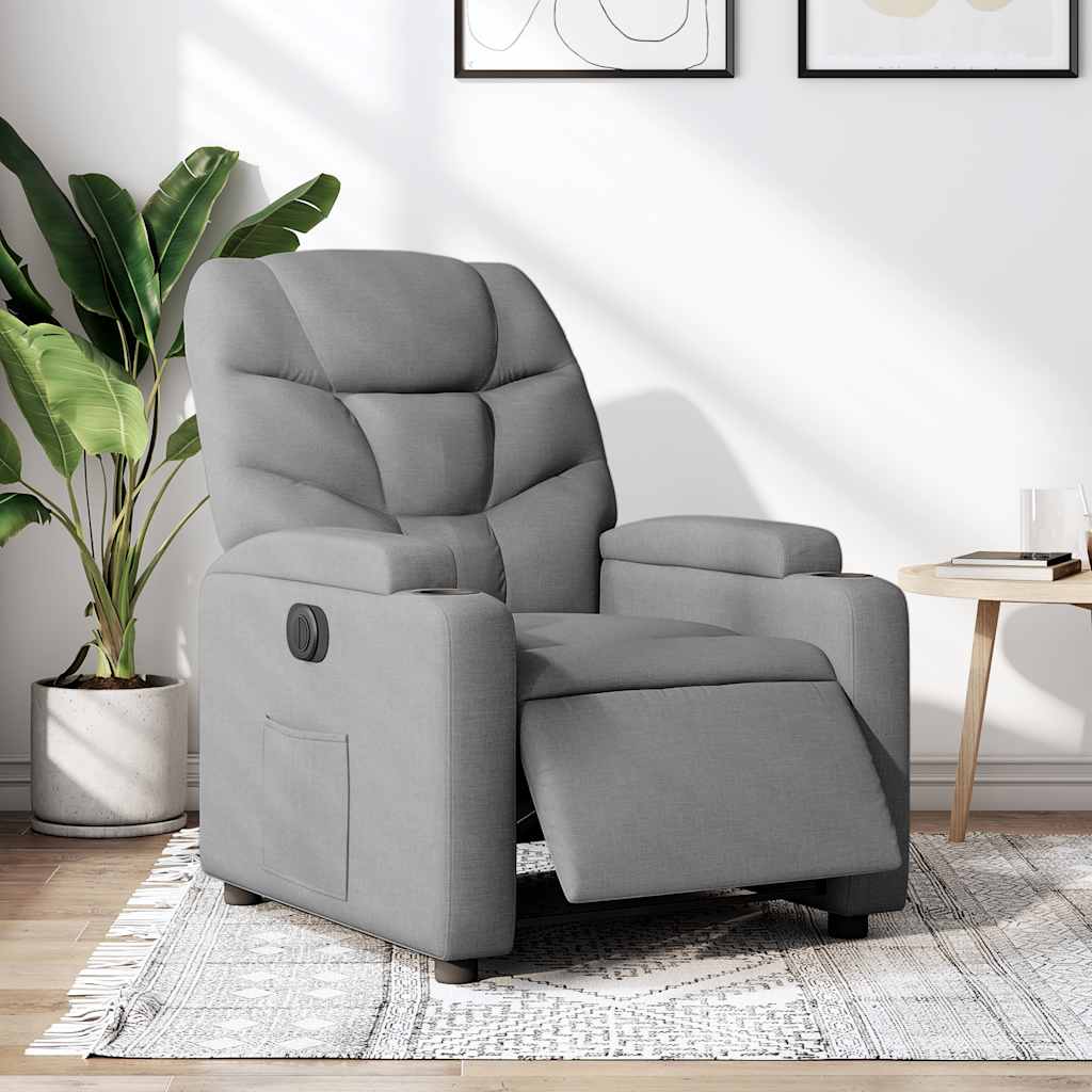 Fauteuil elektrisch verstelbaar stof lichtgrijs