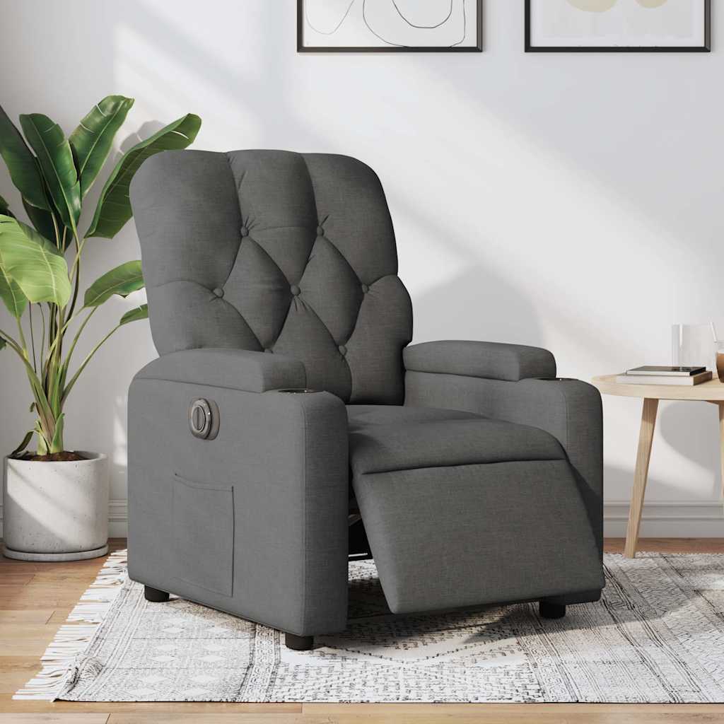 Fauteuil elektrisch verstelbaar stof donkergrijs