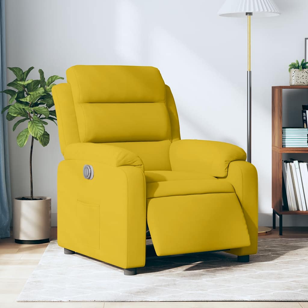 Fauteuil verstelbaar elektrisch stof geel