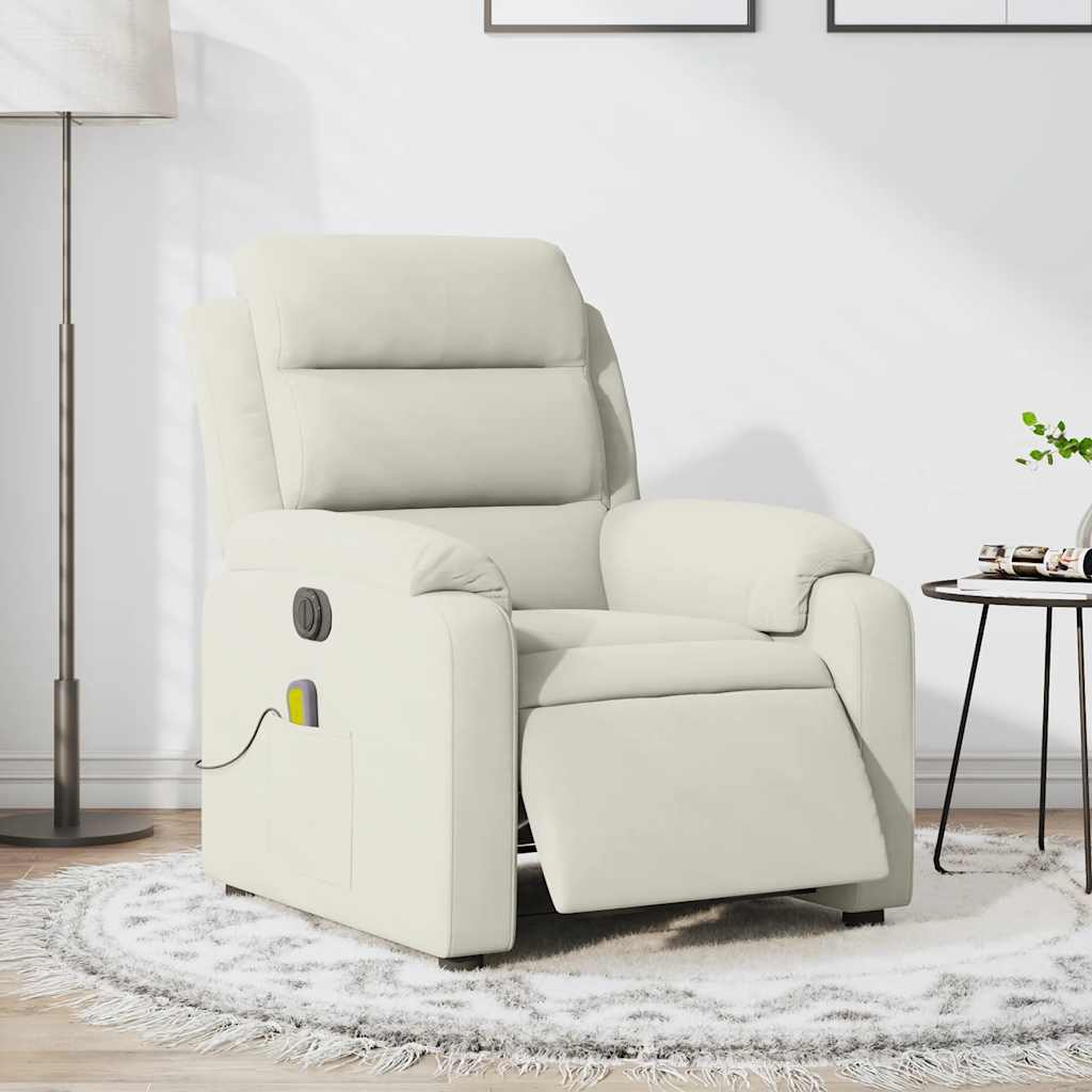 Massagestoel elektrisch verstelbaar fluweel crèmekleurig
